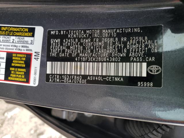 2011 TOYOTA CAMRY BASE 4T1BF3EK2BU643802