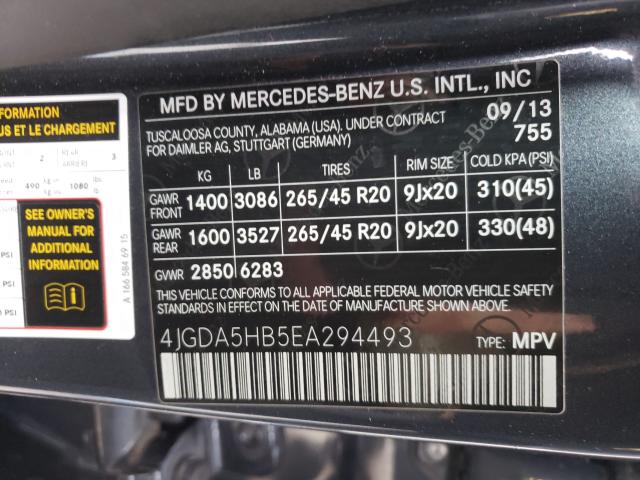 2014 MERCEDES-BENZ ML 350 4MA 4JGDA5HB5EA294493
