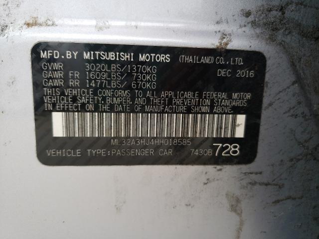 2017 MITSUBISHI MIRAGE ES ML32A3HJ4HH018585
