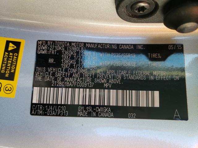 2015 LEXUS RX 450H 2T2BC1BA7FC009137