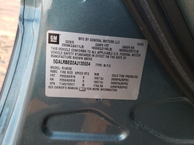 2010 BUICK ENCLAVE CX 5GALRBED3AJ135934