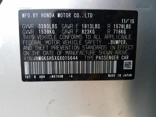 2016 HONDA FIT LX JHMGK5H5XGX015644
