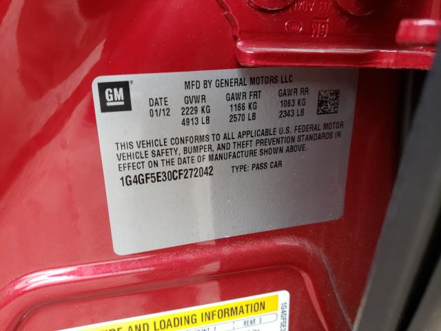 2012 BUICK LACROSSE P 1G4GF5E30CF272042