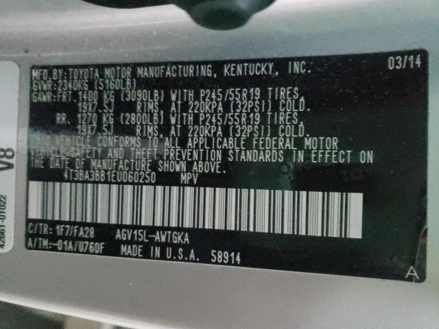 2014 TOYOTA VENZA LE 4T3BA3BB1EU060250