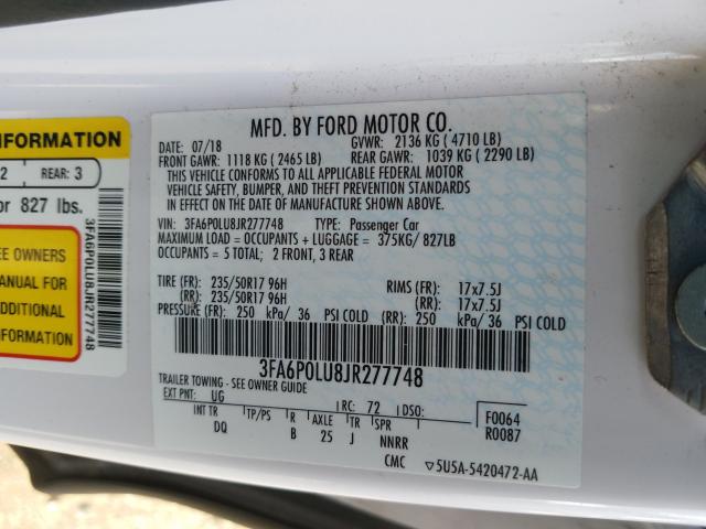 2018 FORD FUSION SE - 3FA6P0LU8JR277748