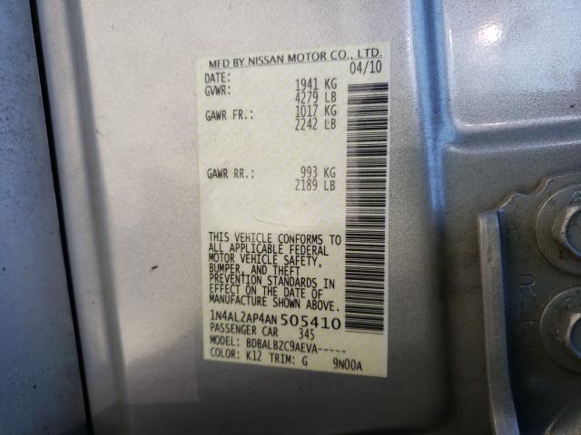 2010 NISSAN ALTIMA 25S 1N4AL2AP4AN505410