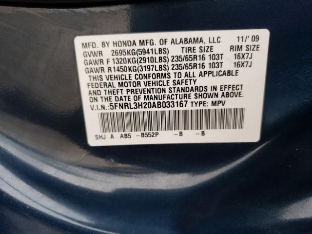 2010 HONDA ODYSSEY LX 5FNRL3H20AB033167