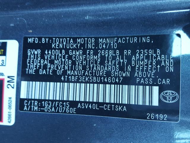 2011 TOYOTA CAMRY BASE 4T1BF3EK5BU146047