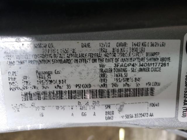 2013 FORD FIESTA TIT 3FADP4FJ4DM177261