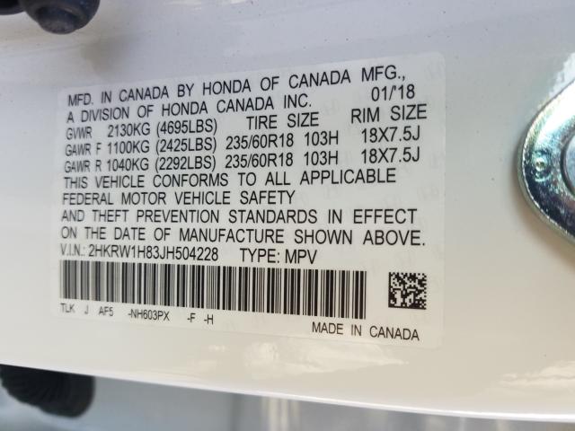 2018 HONDA CR-V EXL - 2HKRW1H83JH504228