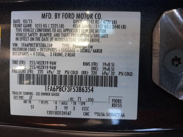 2015 FORD MUSTANG GT 1FA6P8CF3F5386354