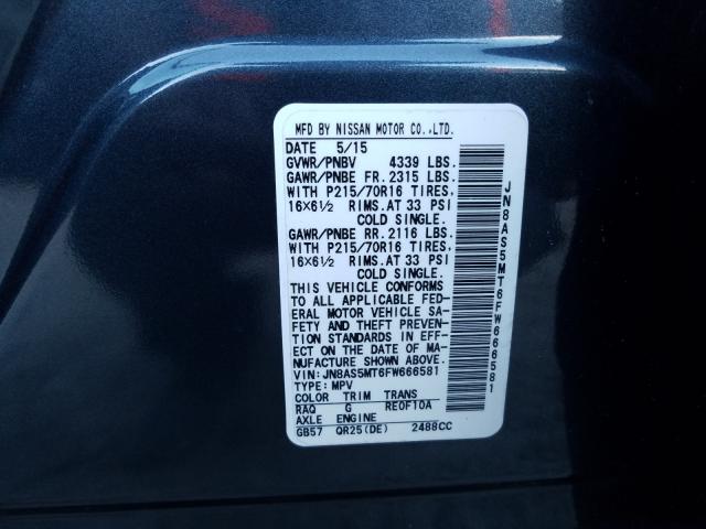 2015 NISSAN ROGUE SELE JN8AS5MT6FW666581