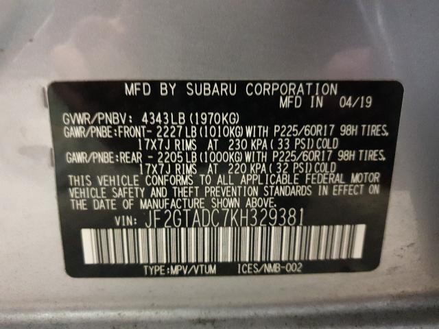 2019 SUBARU CROSSTREK JF2GTADC7KH329381