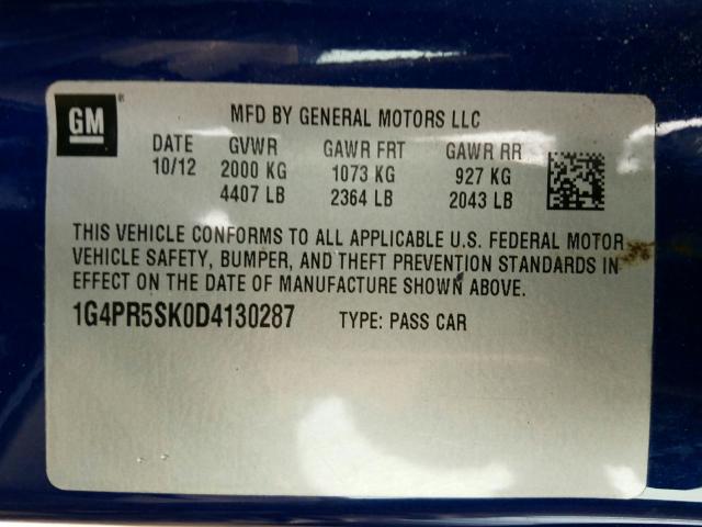 2013 BUICK VERANO CON 1G4PR5SK0D4130287