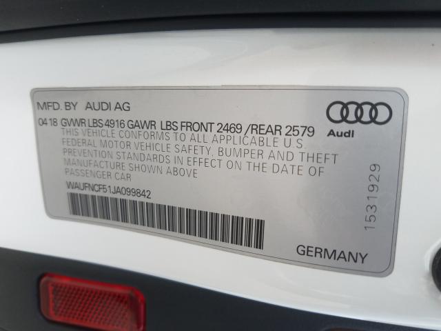 2018 AUDI A5 PRESTIG WAUFNCF51JA099842