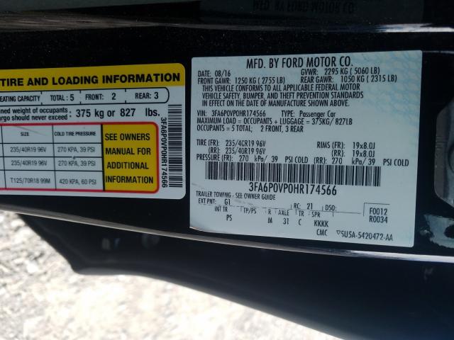 2017 FORD FUSION SPO 3FA6P0VP0HR174566
