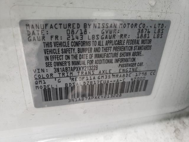 2019 NISSAN SENTRA 3N1AB7APXKY213228