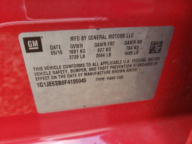2015 CHEVROLET SONIC LTZ 1G1JE6SB8F4195945