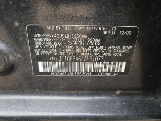 2010 SUBARU IMPREZA 2. JF1GE6A64AH510771