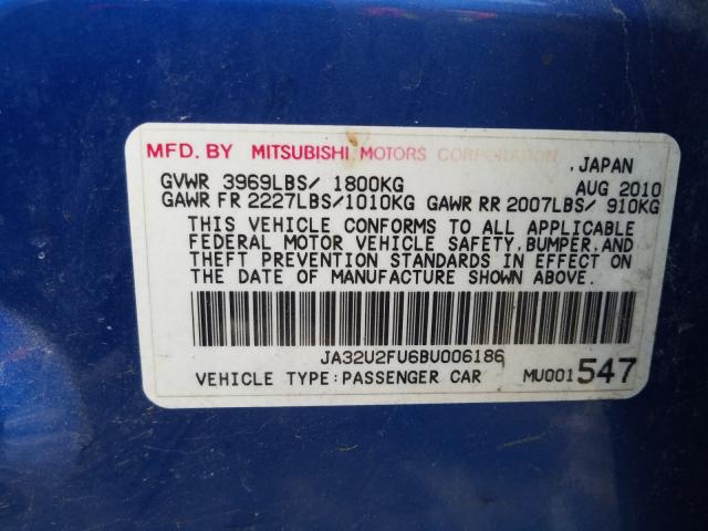 2011 MITSUBISHI LANCER DE JA32U2FU6BU006186