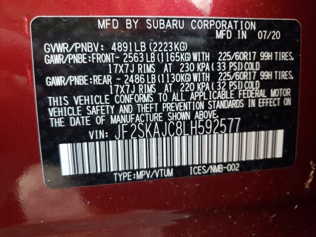 2020 SUBARU FORESTER P JF2SKAJC8LH592577