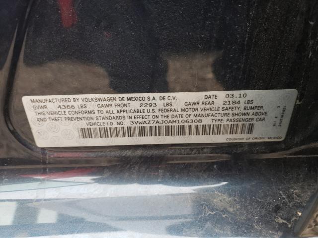 2010 VOLKSWAGEN JETTA LIMI 3VWAZ7AJ0AM106308