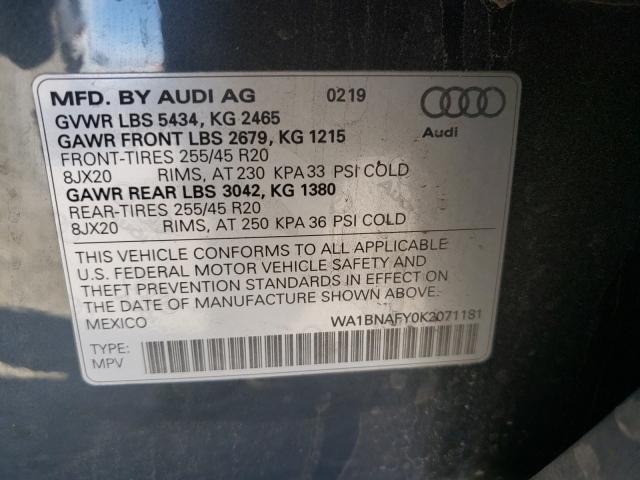2019 AUDI Q5 PREMIUM WA1BNAFY0K2071181