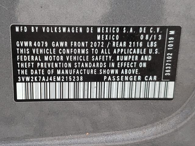 2014 VOLKSWAGEN JETTA BASE 3VW2K7AJ4EM215238