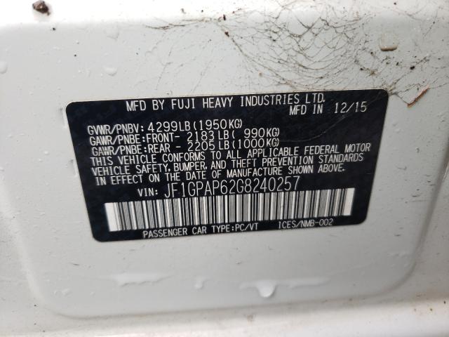 2016 SUBARU IMPREZA SP JF1GPAP62G8240257