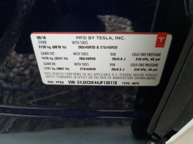 2018 TESLA MODEL X 5YJXCDE44JF130178