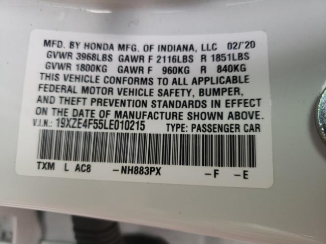 2020 HONDA INSIGHT EX 19XZE4F55LE010215