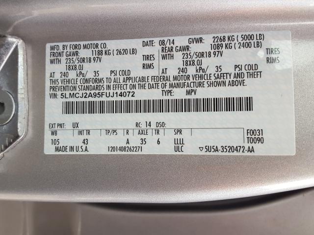 2015 LINCOLN MKC 5LMCJ2A95FUJ14072
