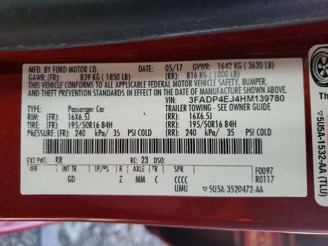 2017 FORD FIESTA 3FADP4EJ4HM139780