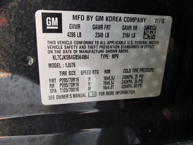 2016 CHEVROLET TRAX LS KL7CJKSB4GB564864