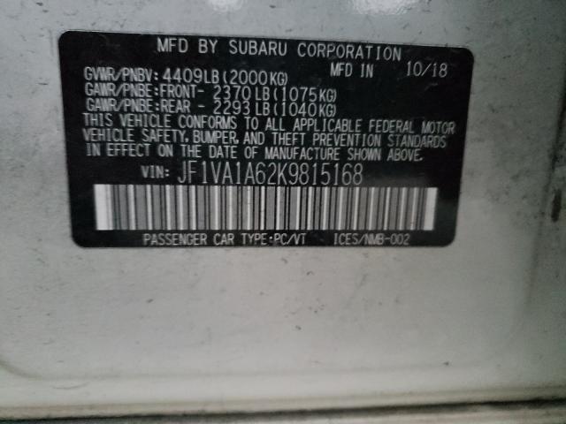 2019 SUBARU WRX JF1VA1A62K9815168