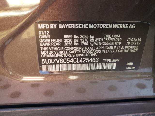 2012 BMW X5 XDRIVE5 5UXZV8C54CL425463