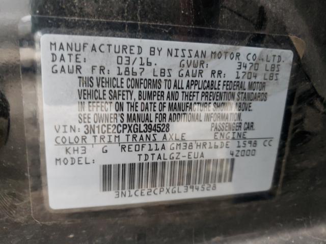 2016 NISSAN VERSA NOTE 3N1CE2CPXGL394528