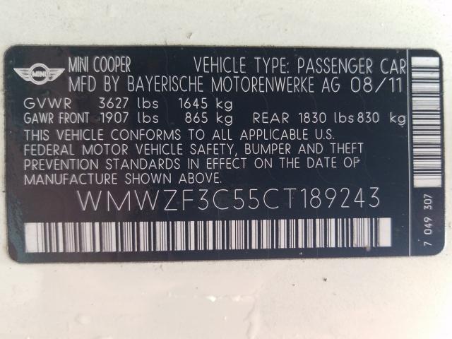 2012 MINI COOPER CLU WMWZF3C55CT189243