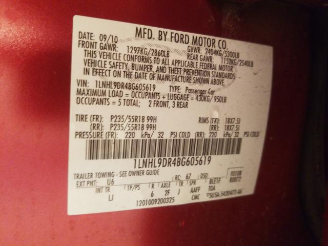 2011 LINCOLN MKS 1LNHL9DR4BG605619