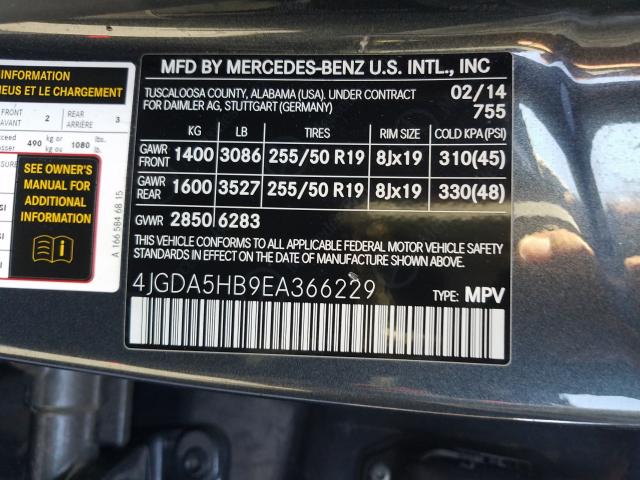 2014 MERCEDES-BENZ ML 350 4MA - 4JGDA5HB9EA366229