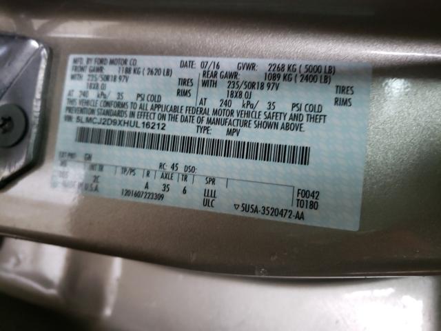 2017 LINCOLN MKC SELECT 5LMCJ2D9XHUL16212