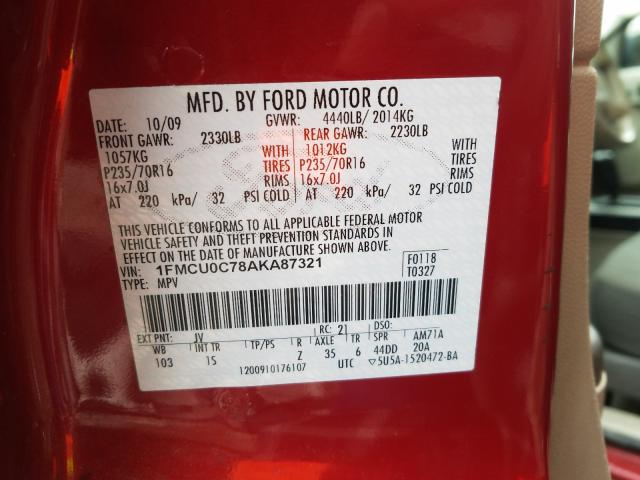 2010 FORD ESCAPE XLS 1FMCU0C78AKA87321