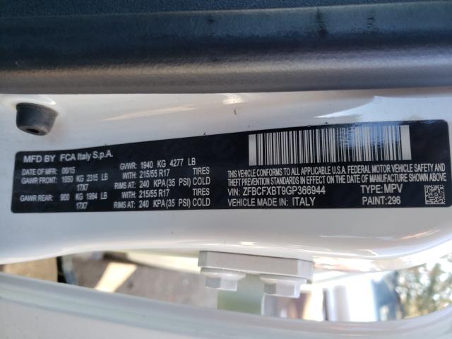 2016 FIAT 500X EASY ZFBCFXBT9GP366944