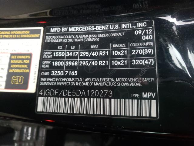 2013 MERCEDES-BENZ GL 550 4MA 4JGDF7DE5DA120273