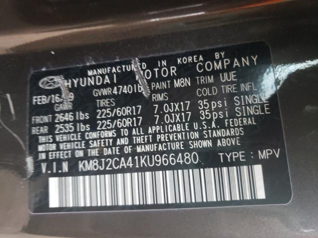 2019 HYUNDAI TUCSON SE KM8J2CA41KU966480