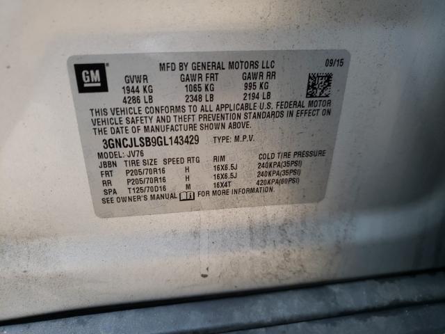 2016 CHEVROLET TRAX 3GNCJLSB9GL143429