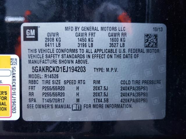 2014 BUICK ENCLAVE 5GAKRCKD1EJ194203