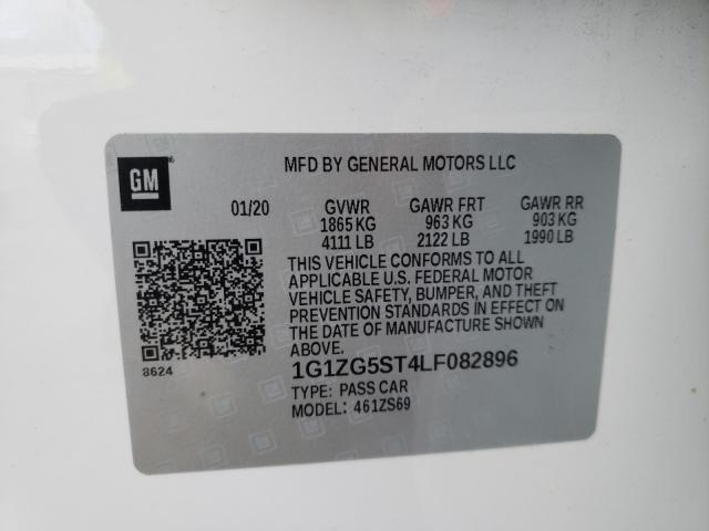 2020 CHEVROLET MALIBU RS 1G1ZG5ST4LF082896