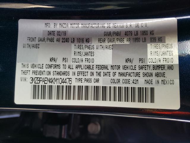 2019 MAZDA 3 3MZBPAEM4KM104476