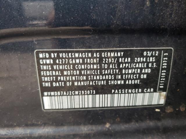 2012 VOLKSWAGEN GOLF WVWDB7AJ2CW293073